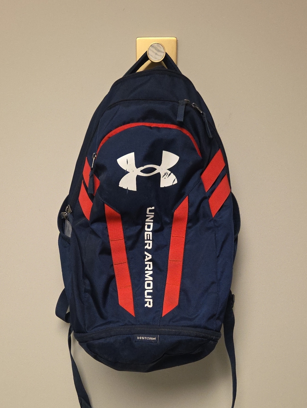 Under Armour Hustle 5.0 Backpack, Navy And Red